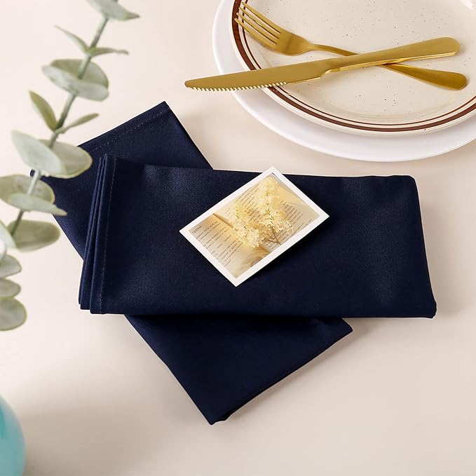 Cloth Napkins Set of 6, 18 x 18 Inches Cotton Washable Table Napkins Reusable Navy Blue Dinner Cloth Napkins for Wedding, Parties, Thanksgiving, Christmas, Kitchen Dining (Navy Blue)
