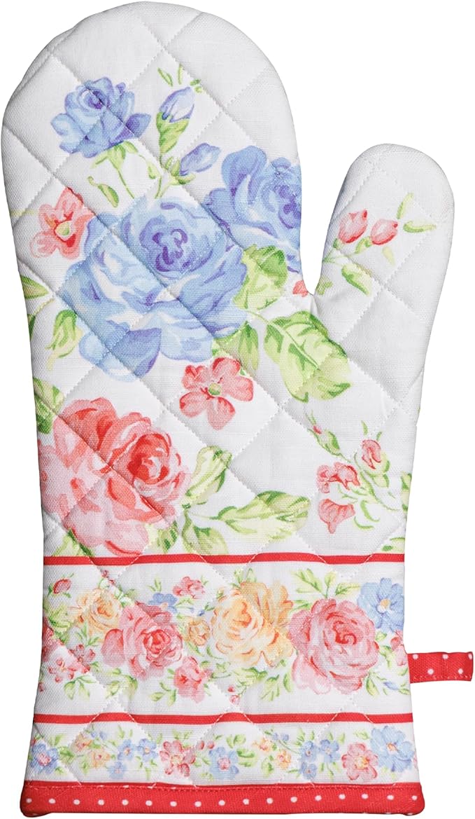 Maison d'Hermine Oven Gloves 100% Cotton Oven Mitt 7" x 13" with Loop Heat Resistant BBQ Cooking Gloves Baking Grilling Gifts for Mothers Day Spring/Summer (Pack of 1, Vintage Floral)