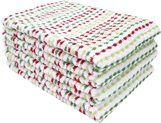 Ritz Pebble Bar Mop, Holiday Red-Green, 4 Towel Set