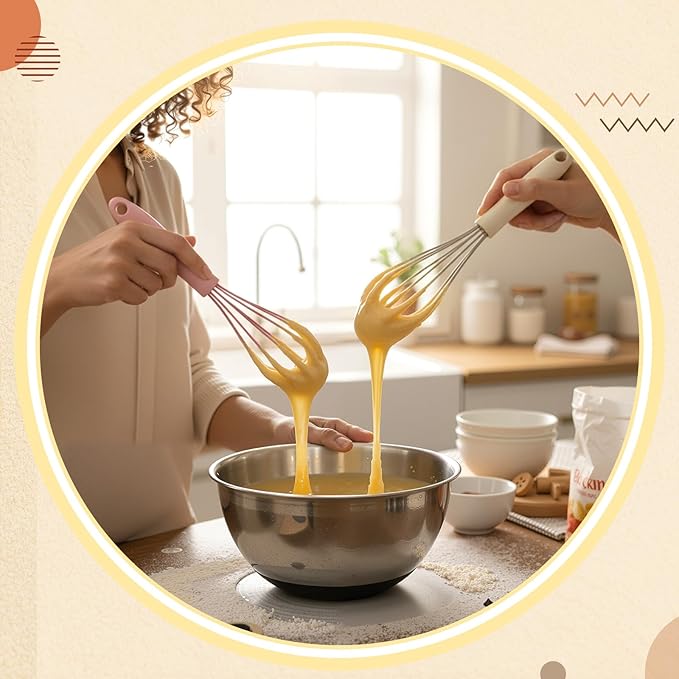 Baderke 20 Pcs Silicone Cooking Utensils 8.34 Inch Mini Spatula Silicone 6 Inch Mini Whisks for Cooking Kitchen Use Utensils for Baking Mixing Party Favor Gift