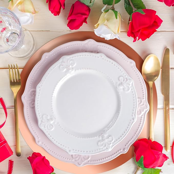 Tioncy 50 Pcs Rose Gold Round Paper Placemats Decorative Disposable Placemats Table Mats for Dining Wedding Table Decoration Home Banquet New Years Festive Party Birthday Holiday