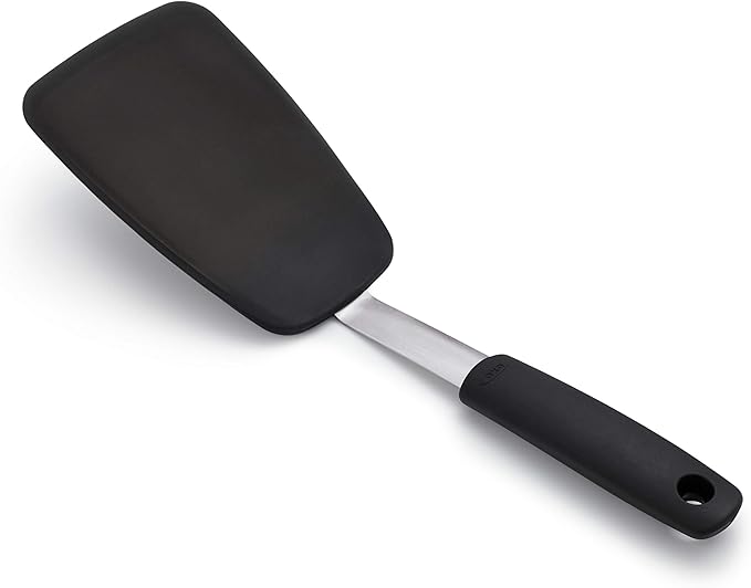 OXO Good Grips Large Silicone Flexible Turner, Stainless Steel & Good Grips Silicone Flexible Tongs Stainless,Black,