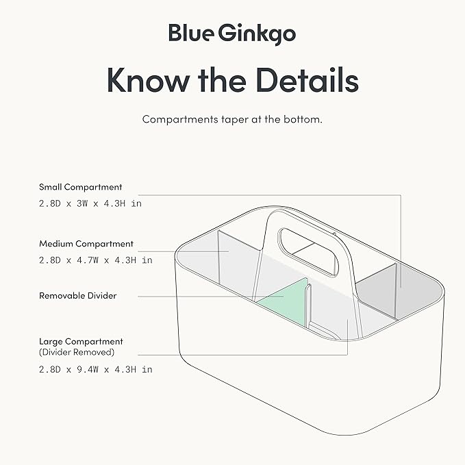 BLUE GINKGO Stackable Organizer Caddy – Korean-Made Portable Tote for Bathroom, Office, Crafts, or School Supplies (Rectangle, Green)