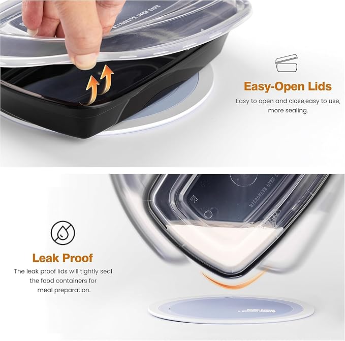 Glotoch Meal Prep Containers 1-Compartment with Lids 300 Pack 32oz, Disposable Plastic Food Storage Containers, Takeout & Restaurant, BPA-Free, Stackable, Microwave/Freezer/Dishwasher Safe