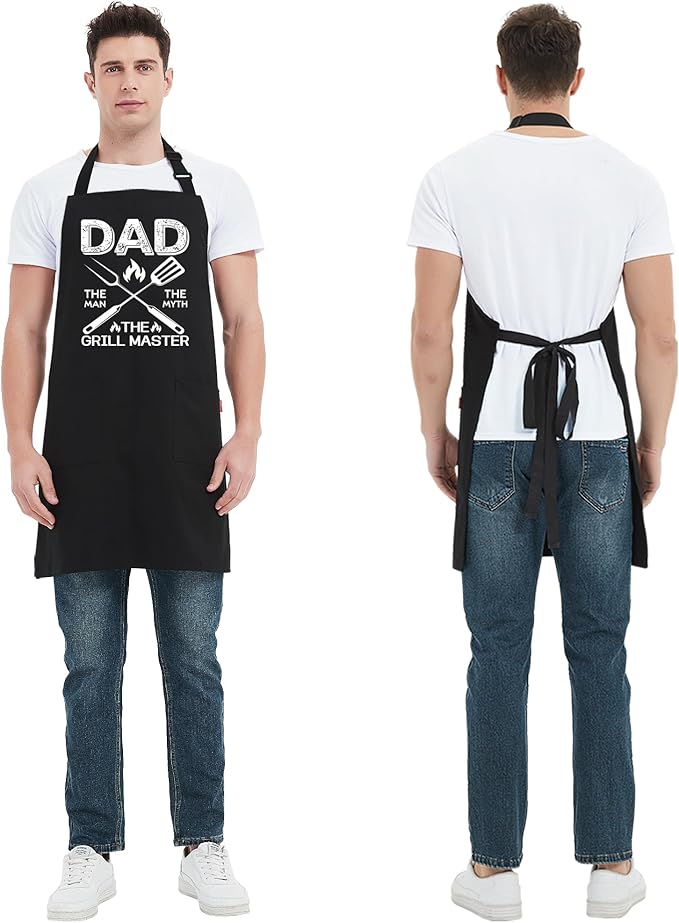 Kaidouma Grill Aprons for Men Dad - Mens Funny Chef Cooking Grilling BBQ Apron with 2 Pockets - Father's Day Apron for Dad