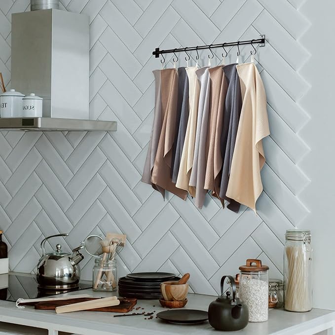 PY HOME & SPORTS Dish Towels Set, 100% Cotton Waffle Weave Kitchen Towels 8 Pieces, Super Absorbent Kitchen Hand Dish Cloths for Drying and Cleaning 17 x 25 Inches