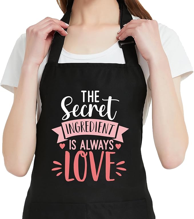 Funny Waterdrop Resistant Aprons for Women with 2 Pockets, Adjustable Bib Chef Kitchen Apron for Cooking Baking