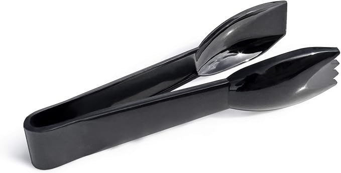 New Star Foodservice 42290 Utility Tong, High Heat Plastic, Straight Edge, 6 Inch, Set of 12, Black