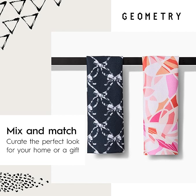 GEOMETRY Bar Towels for Kitchen - Spring & Summer Collection - Premium Towels for Cleaning Dishes & Glassware - Absorbent & Fast Drying Kitchen Towels - Soft Floral, 12" x 14" - 1-Piece