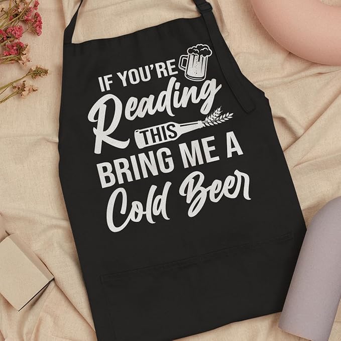 SANDJEST Men's Aprons with Pockets - Funny Aprons for Men BBQ, Kitchen, Cooking - Gifts for Birthday, Birthday