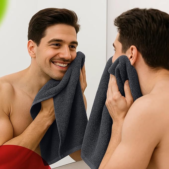RIVERSIDE 6 Pack Premium Hand Towels Set, 16x28 inches, 100% Ring Spun Cotton, 600 GSM, Soft, Quick Dry and Highly Absorbent, Towels for Bathroom, Kitchen, Gym, Spa - (Charcoal Gray)