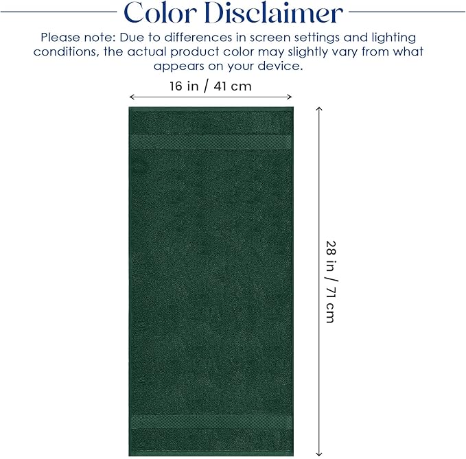 DAN RIVER 6-Pack Premium Hand Towels (16x28 Inches) - 100% Cotton, Ultra Soft, Lightweight, Highly Absorbent Towels for Bathroom, Spa, Gym, Salon, Hotel, and Travel - Hunter Green