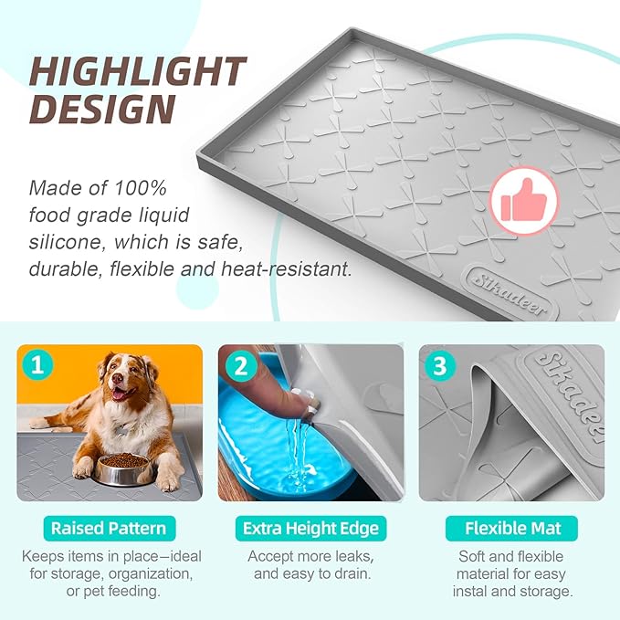 SIKADEER 37" x 19" Under Sink Mat Waterproof, Silicone Mat Kitchen Drawer Shelf and Cabinet Liner, Sink Protector for Bathroom Organizers and Storage, Boot Tray Pet Food Mats