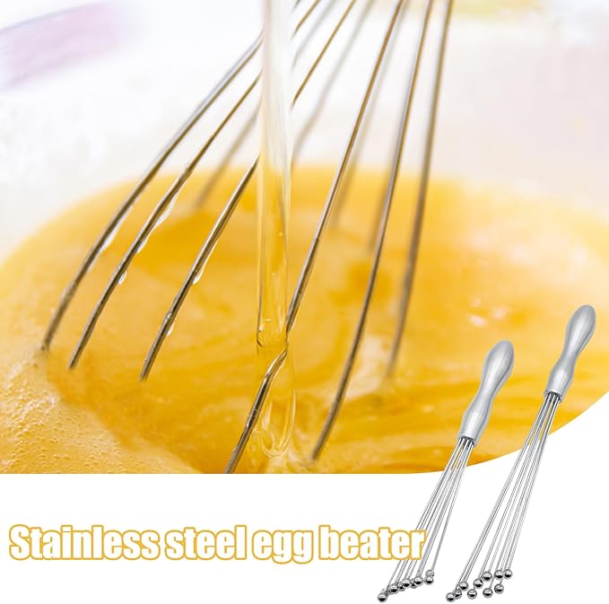 Hitefu 2PCS Stainless Steel Ball Whisk, 10 Inch & 12 Inch Wire Egg Whisk, Manual Egg Beaters Mixer Whisk for Cooking Cream Sauces Blending Stirring