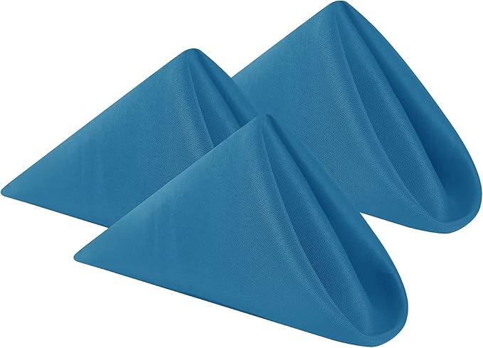 Cloth Napkins 17x17 inch Washable Polyester Dinner Napkins Soft Table Napkins for Wedding Party Dining Banquet(Mediterranean Blue,12PCS)