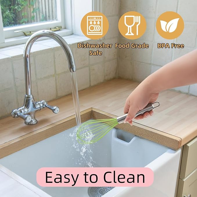 Cididu Set of 24 Silicone Whisk Bulk for Cooking, 10 In Wisking Tool Non Scratch, Flexible Rubber Whisks for Nonstick Pans, Kitchen Hand Whisk for Blending Beating Baking, BPA Free Dishwasher Safe