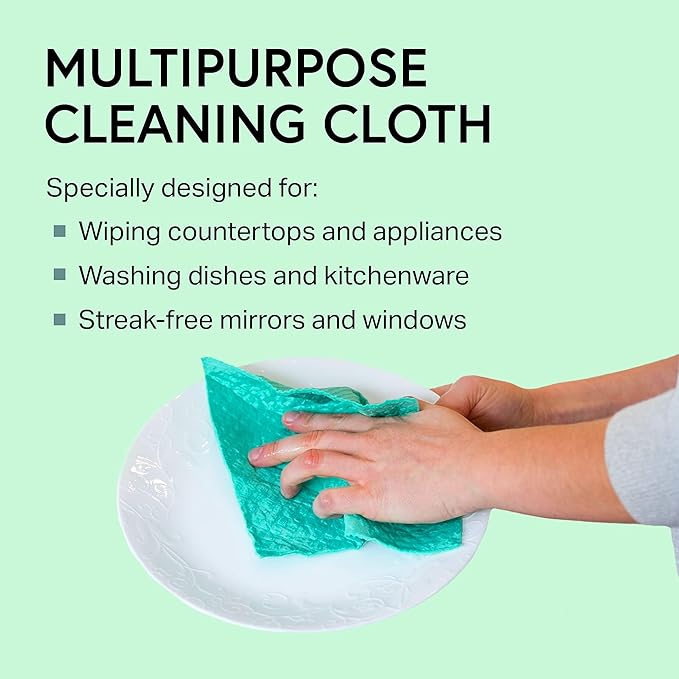 Swedish Wholesale Dishcloths Reusable 8" x 7" Sponge Cloths, Bulk 10 Pack of High Absorbent Cellulose Dish & Kitchen Cleaning Hand Towels, Wring to Dry & Machine Wash, Odor Resistant, Lime