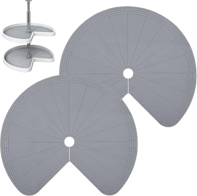 2 PCS 26" Lazy Susan Shelf Liner, Jaxbo Silicone Lazy Susan Liner for Dual Tier Pie Cut Organizer,Non-Slip Thermal Protection Mat