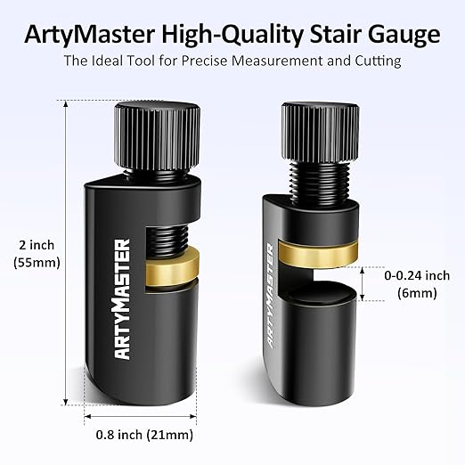 ArtyMaster Stair Gauges with Rubber Pad – Stair Gauges for Framing Square & Circular Saw – Framing Jig Square Stops – Circular Saw Guide – Carpentry Jig Stops
