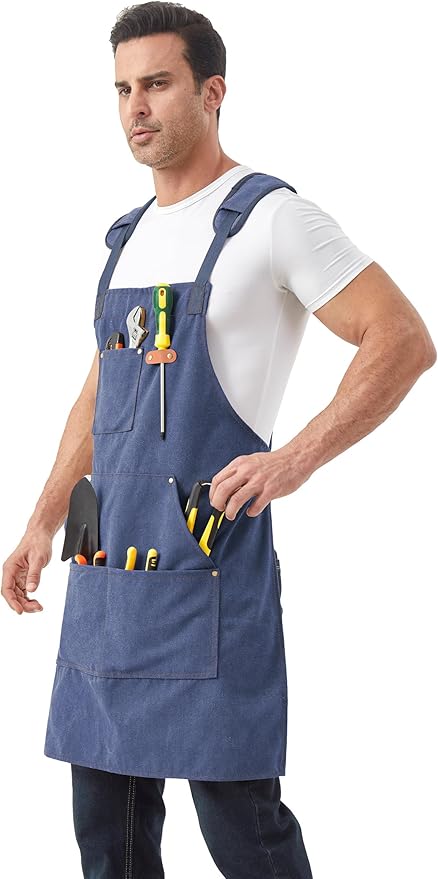 Nanxson Canvas Work Apron, Heavy Duty Carpenter Welding Apron with Wide Braces, Ideal for Gardening and Carpenters