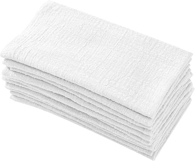 Dinner Cloth Napkins 10 Pack,Gauze Napkins 100% Natural Soft Cotton,Washable Napkins Great for Weddings Decorative,Dinner Parties,Family Everyday Use,40 * 40cm (16 * 16 inches),White
