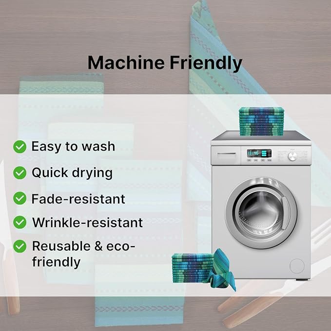 LFH Home Cotton Rich Cloth Salsa Napkin Set of 12 Washable Soft Durable Striped Table Napkins for Dining Wedding, Daily Use Reusable Eco-Friendly Fabric Napkins (18x18)-Teal Thanks Giving