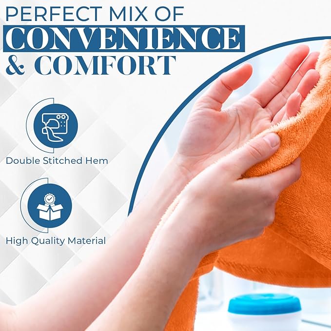 DAN RIVER 6-Pack Premium Hand Towels (16x28 Inches) - 100% Cotton, Ultra Soft, Lightweight, Highly Absorbent Towels for Bathroom, Spa, Gym, Salon, Hotel, and Travel - Orange