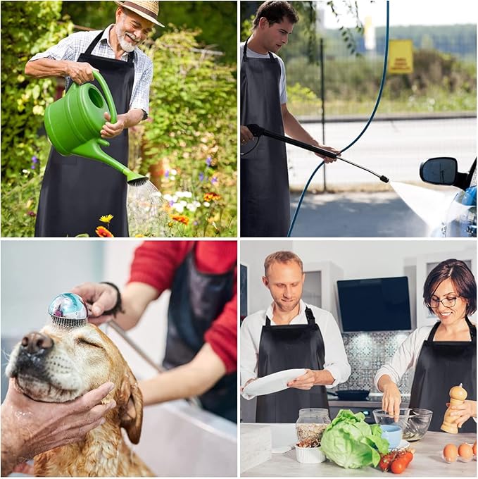Homsolver 2 Pack Waterproof Rubber Aprons, Heavy Duty Butcher for Men, Chemical Vinyl Plastic Aprons for Dishwashing