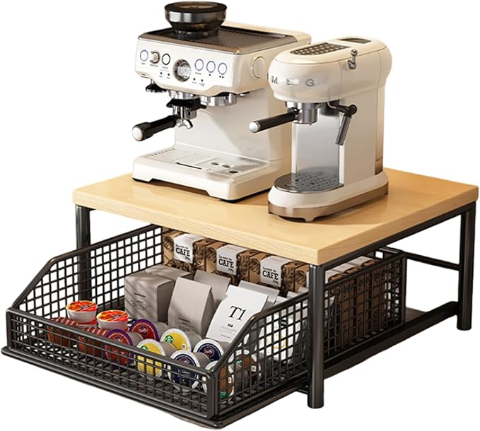 Funecy Coffee Pod Drawer Holder,Coffee Machine Storage Rack,Home Kitchen Counter Coffee Bar Organizer,Storage Basket Drawer (Black)