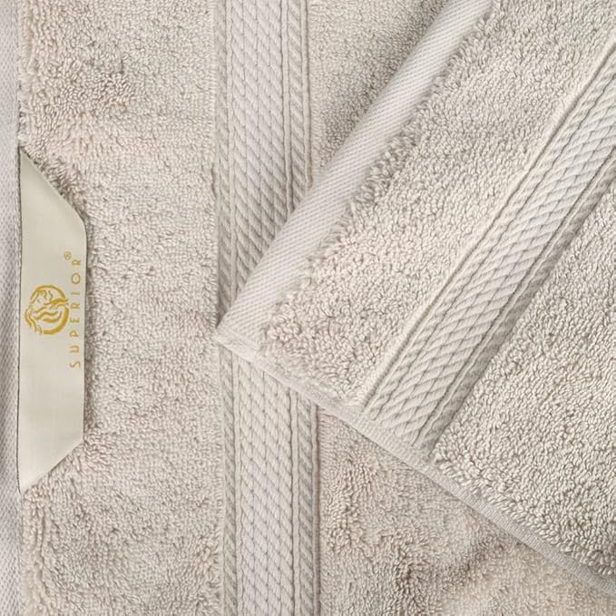 SUPERIOR Egyptian Cotton Pile 3 Piece Towel Set, Includes 1 Bath, 1 Hand, 1 Face Towel/Washcloth, Ultra Soft Luxury Towels, Thick Plush Essentials, Guest Bath, Spa, Hotel Bathroom, Stone