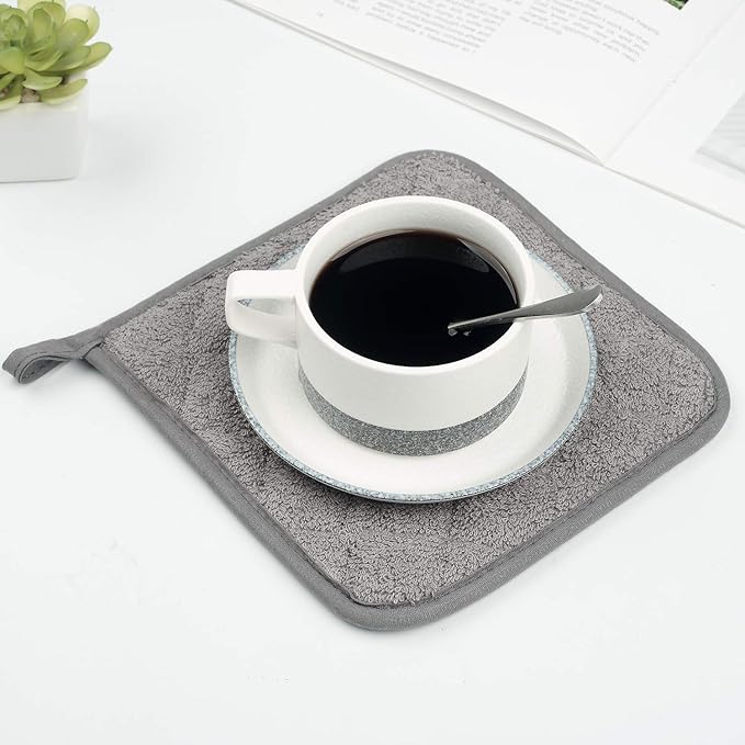 Pot Holders for Kitchen, 100% Cotton Terry Pot Holder Set of 5, Multi Color Hot Pads for Cooking, Baking, Hot Dishes and Countertop Protection