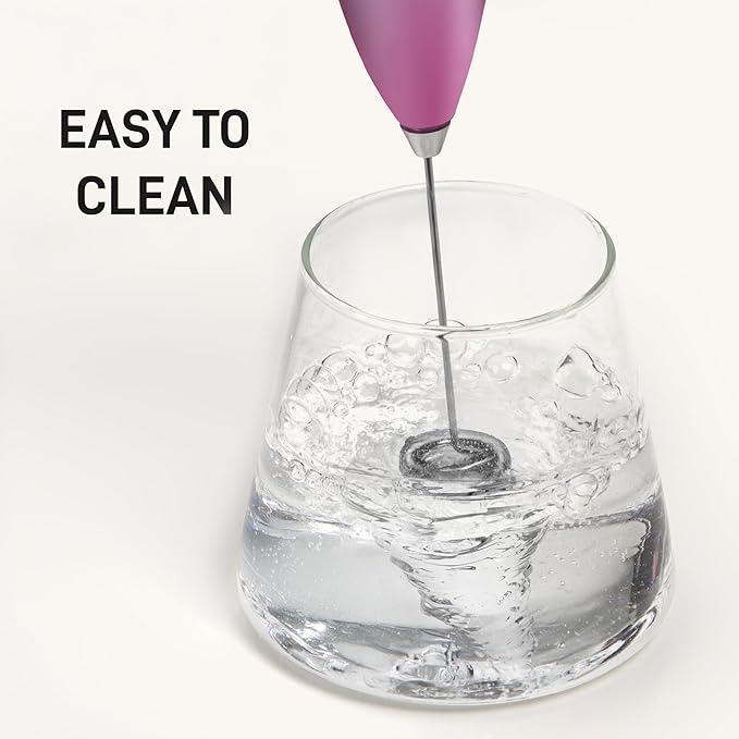 Zulay Kitchen Powerful Double Whisk Milk Frother Handheld - Foam Maker With Stand - Whisk Drink Mixer for Coffee, Mini Foamer for Latte, Matcha, Frappe, Hot Chocolate & Cappuccino - Orchid Fade