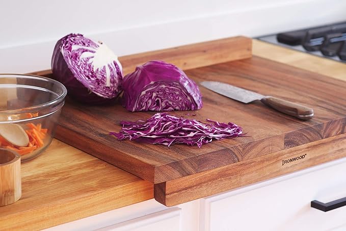 Ironwood Gourmet Double-Sided Countertop Lyon Pastry/Cutting Board With Gravy Groove, Acacia Wood 17.25 x 24 x 1.25 inches