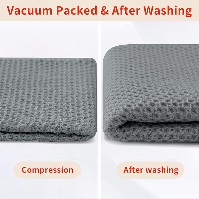 Homaxy 100% Cotton Kitchen Towels and Dishcloths Set, 12 x 12 Inches and 13 x 28 Inches, Set of 10 Bulk Kitchen Towels Set, Ultra Soft Absorbent Dish Cloths for Washing Dishes, Grey