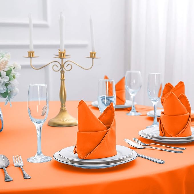 Cloth Napkins 20x20 inch Washable Polyester Dinner Napkins Soft Table Napkins for Wedding Party Dining Banquet(Orange,12PCS)