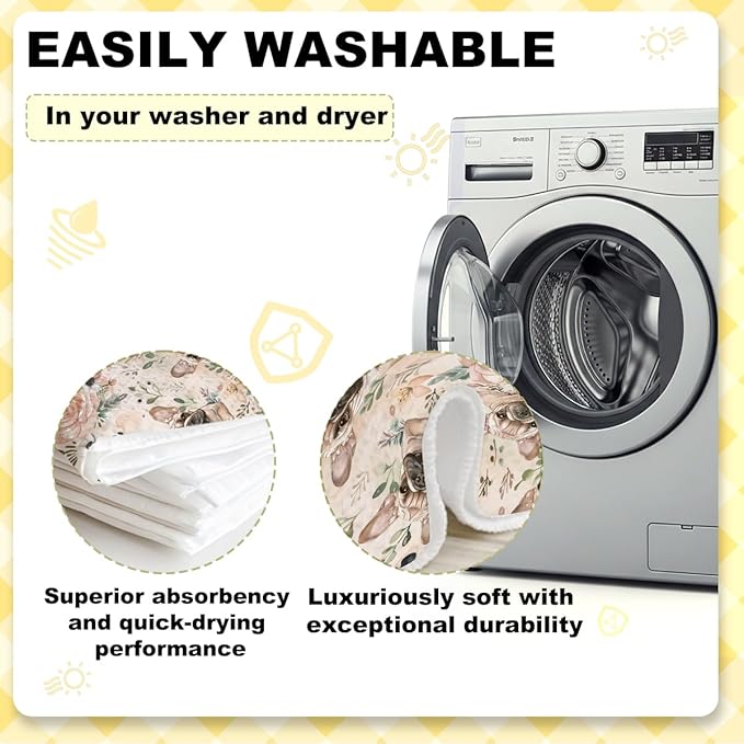 3 Pcs Vintage Dog Portrait Kitchen Towels, Cute Pug Decorative Absorbent Microfiber Dish Cloth Tea Towel, Waffle Soft Hand Towels for Kitchen Home Bathroom, Dog Lover Gifts for Women