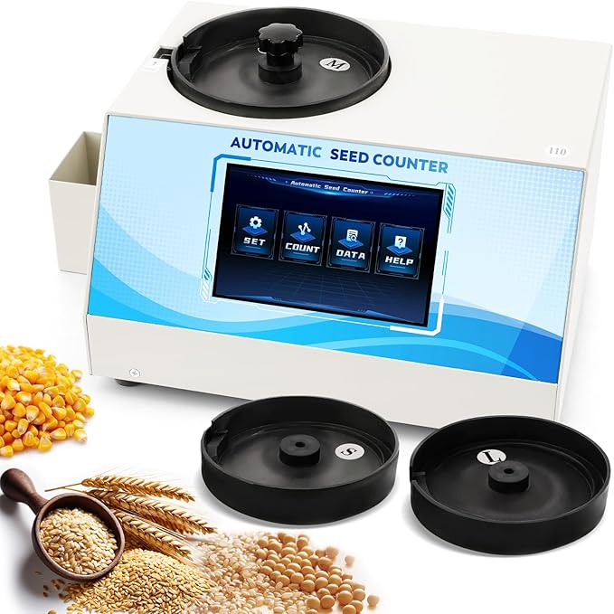 CGOLDENWALL 3Plate Automatic Multi-functions Touchscreen Seeds Counter Machine With Data Storage, Adjustable Speed/Brightness, High Precision Counting for Various Shapes Cereals Seeds Grain
