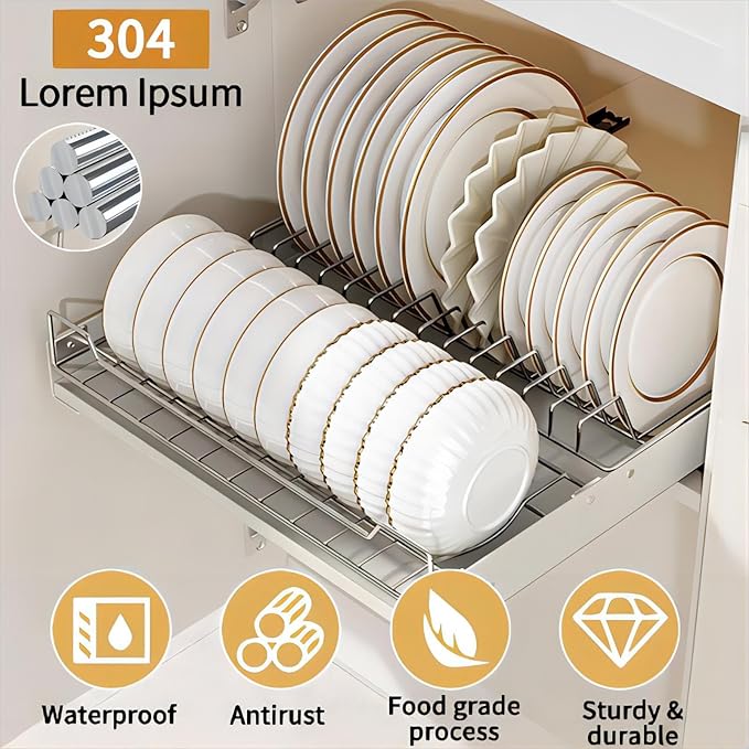 Pull Out Cabinet Organizer Fixed With Adhesive Nano Film, Heavy Duty Sliding Basket Drawer for Kitchen Under Sink, Pantry, Bathroom - 1 Pack