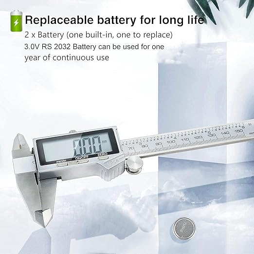 Electronic Digital Vernier Caliper, LOUISWARE Stainless Steel Caliper 150mm/0-6 inch Measuring Tools with Extra-Large LCD Screen, inch/Metric Conversion