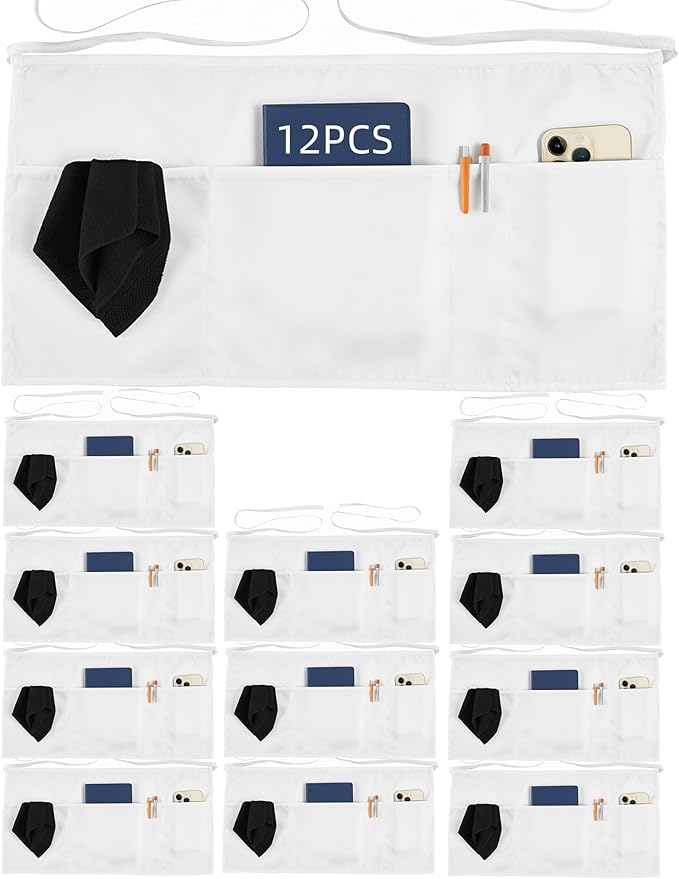 Xeoxarel Aprons with 4 Pockets (Available in 3 Pack / 7 Pack) 23.5'' X 11.5''