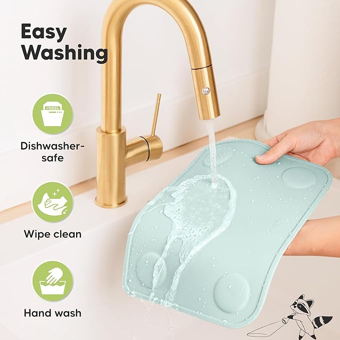 KeaBabies 2pk Silicone Placemats for Toddlers,Kids - 12x9 Non Slip Suction Baby Silicone Placemat for Restaurants,Dining Table,Travel,Easy to Clean,Food Grade/BPA-Free,Small Baby Table Mat(Pastel Sky)