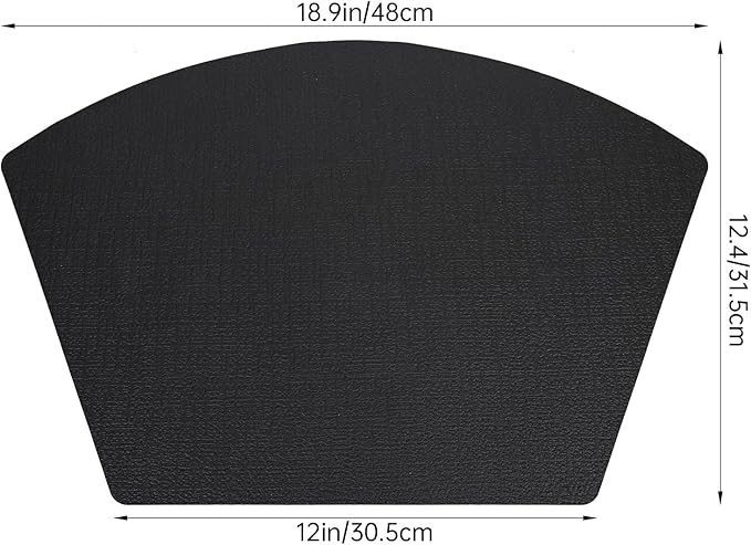 Round Table Placemats Set of 6, Dual-Sided Wedge Shape Faux Leather Table Mats, Washable Wipeable Heat Resistant Place Mats for Outdoor Indoor, Black