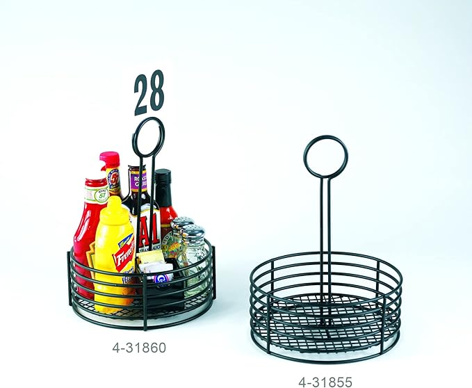G.E.T. 4-31855 Black Round Stainless Steel Condiment Caddy Iron Polyethylene Coated Table Caddies Collection (Case of 12)