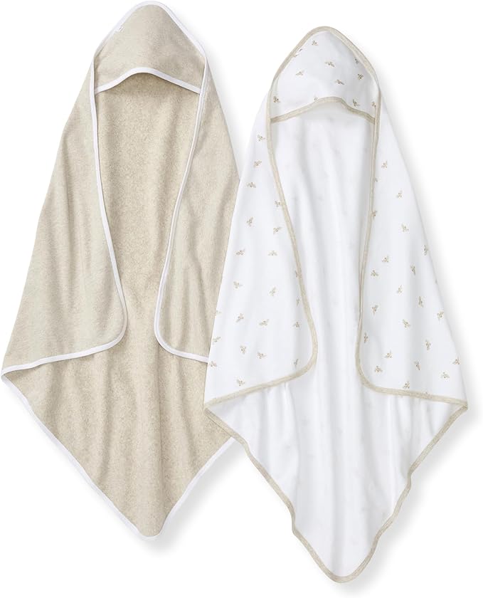Hooded Towels, Absorbent Knit Terry, Super Soft Single Ply, 100% Organic Cotton
