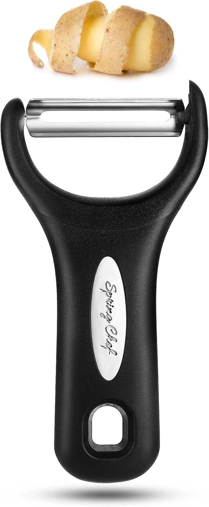 Spring Chef Stainless Steel Y Shaped Vegetable Peeler for Kitchen - Heavy Duty Potato Peeler with Ultra Sharp Blades & Soft Grip Handle for Apple, Carrot, Cucumber, Veggie, Fruit, Citrus - Black