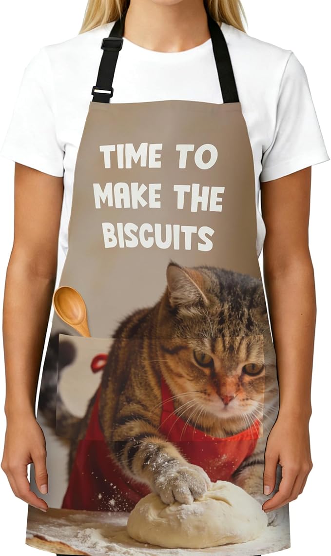 Funny Aprons for Women, Cat Mom Gifts, Made from Scratch Aprons for Women with Pockets