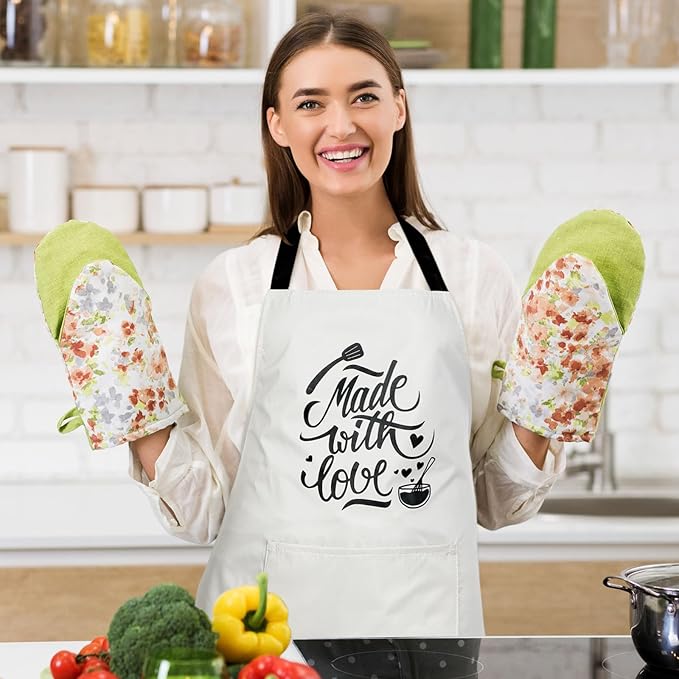 Jeyiour 3 Pack Funny Cooking Aprons Women Oil-proof Kitchen Aprons with Pockets for Home Chef BBQ Birthday Thanksgiving Gift(Black, Green, White)