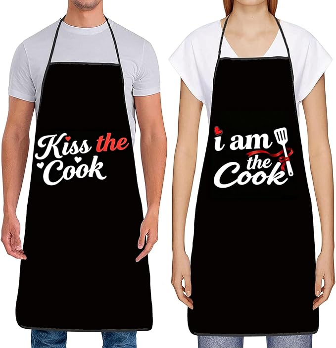 Women Mens Aprons for Cooking,Couple Gifts for Anniversary Valentine's Day, Wedding Gifts for Couples,Funny Kitchen Matching Apron for Bridal Shower,Fathers Day, Birthday, His Hers Engagement Gift