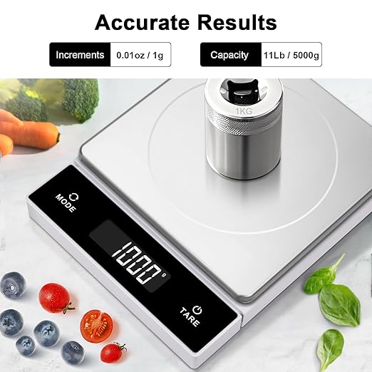 THINKSCALE Food Scale, Detachable Cordless Display, 11lb/5kg Digital Kitchen Scale with Magnetic Pull-Out Screen, 0.01oz/1g Precision, USB Rechargeable, 6 Units for Baking Keto Prep
