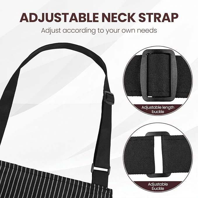 Serrenf 2 Pack Apron, Cooking Kitchen Aprons, Adjustable Bib Apron with 2 Pockets for Men Women Chef Apron
